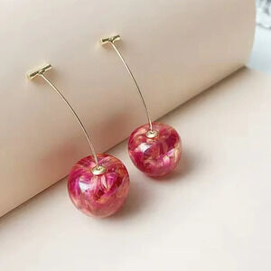 Cherry Gold Drop Earrings